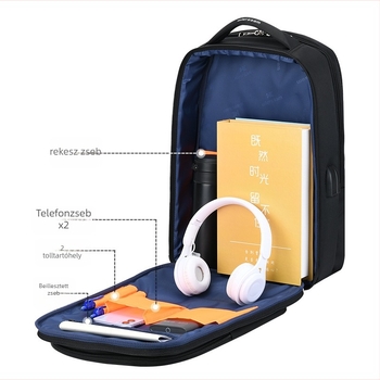Férfi laptopos hátizsák, nagy kapacitású 20–35L, Oxford anyag, vízálló, lopás elleni védelem, 16 hüvelykes laptop rés, ívelt vállpántok