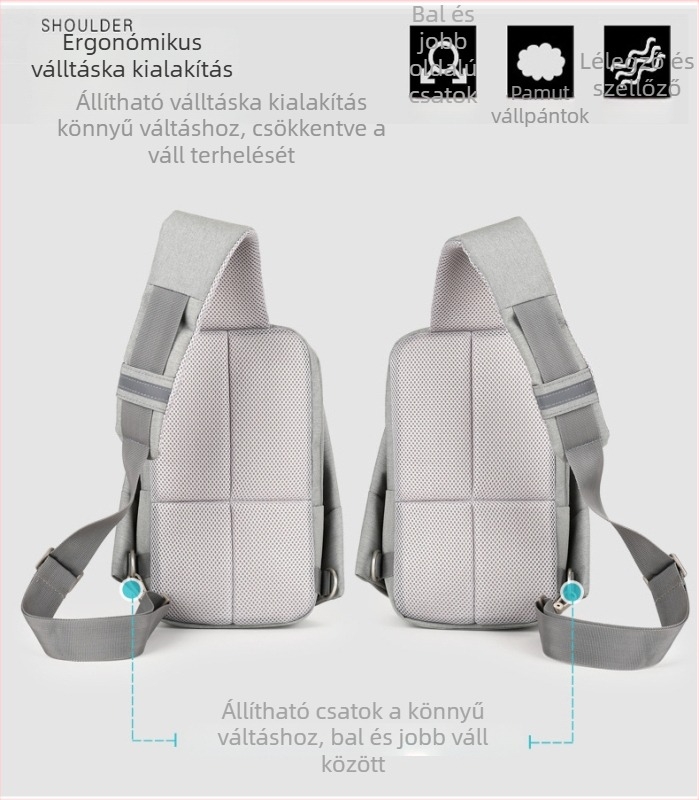 Férfi mellkas táska, nylon, vízálló, crossbody, városi stílus (Anyag: Nylon; Funkció: Vízálló; Belső: Poliészter; Stílus: Városi; Termék kódja: 010A)