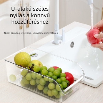 Hűtőszekrény tároló doboz — modern és minimál dizájn, PET anyag, élelmiszer-tároló rendező