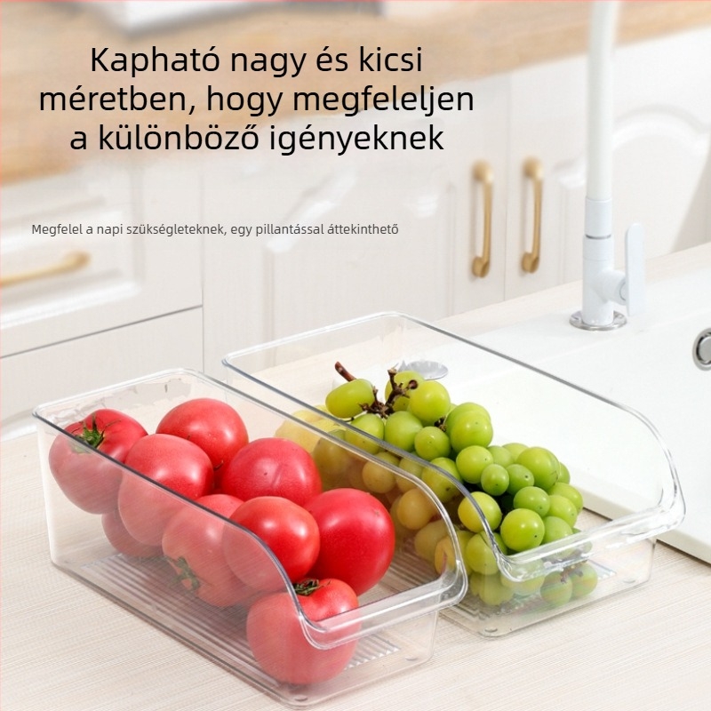 Hűtőszekrény tároló doboz — modern és minimál dizájn, PET anyag, élelmiszer-tároló rendező