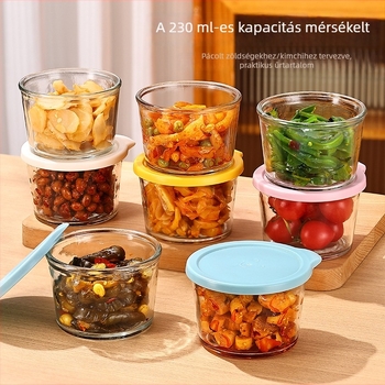 Üveg tároló edény fedővel, levegőzáró, élelmiszer-minőségű, 300 ml