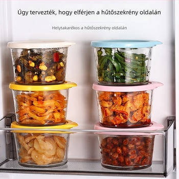 Üveg tároló edény fedővel, levegőzáró, élelmiszer-minőségű, 300 ml