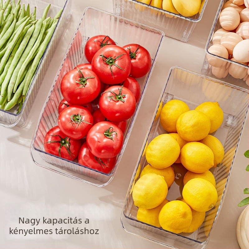 Élelmiszer-minőségű műanyag hűtőszekrényfiókos tároló, átlátszó, tojás tároló