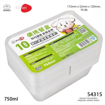 PP műanyag ebédes doboz, kör- és téglalap alakú, fedővel, élelmiszer-minőségű, 800–1000 ml