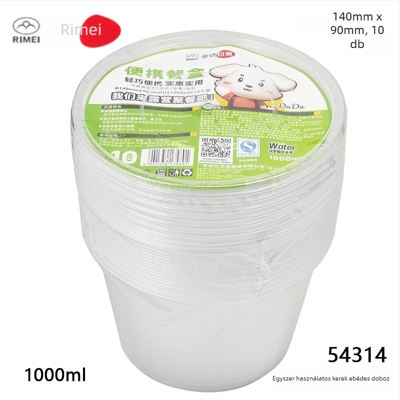 PP műanyag ebédes doboz, kör- és téglalap alakú, fedővel, élelmiszer-minőségű, 800–1000 ml