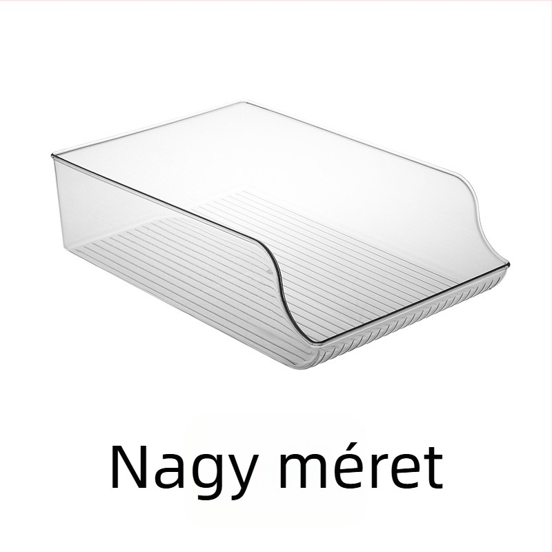 Konyhai hűtőszekrény kihúzható tároló PET anyagból, konzervdobozok és üdítő italok számára, átlátszó, 12 L, Small/Large modell