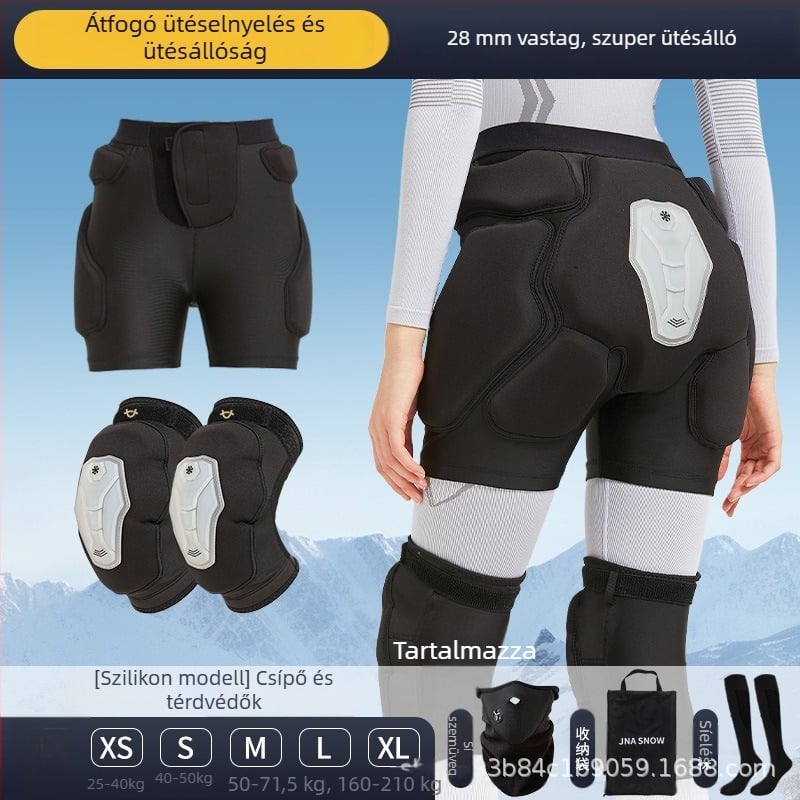 Síeléshez belső védőfelszerelés: csípő- és térdvédőkkel, szilikon-lycra anyagból, férfiak és nők számára, síeléshez és snowboardhoz