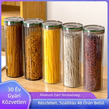 Tészta tároló edény, átlátszó, zárható, kerek (kapacitás 1-2 L, műanyag)