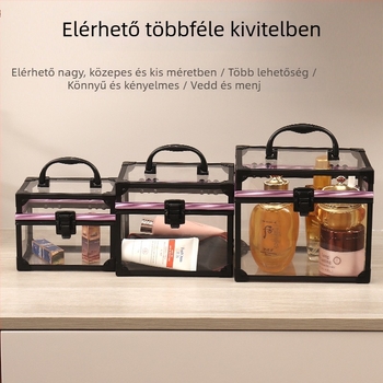 Alumínium ötvözet kozmetikai doboz, átlátszó, 3 részes készlet, vízálló