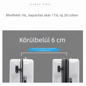 Szénszálas kézipoggyász — ultrakönnyű, 1,9 kg, univerzális kerekek, cipzáras nyitás, TSA jelszavas zár