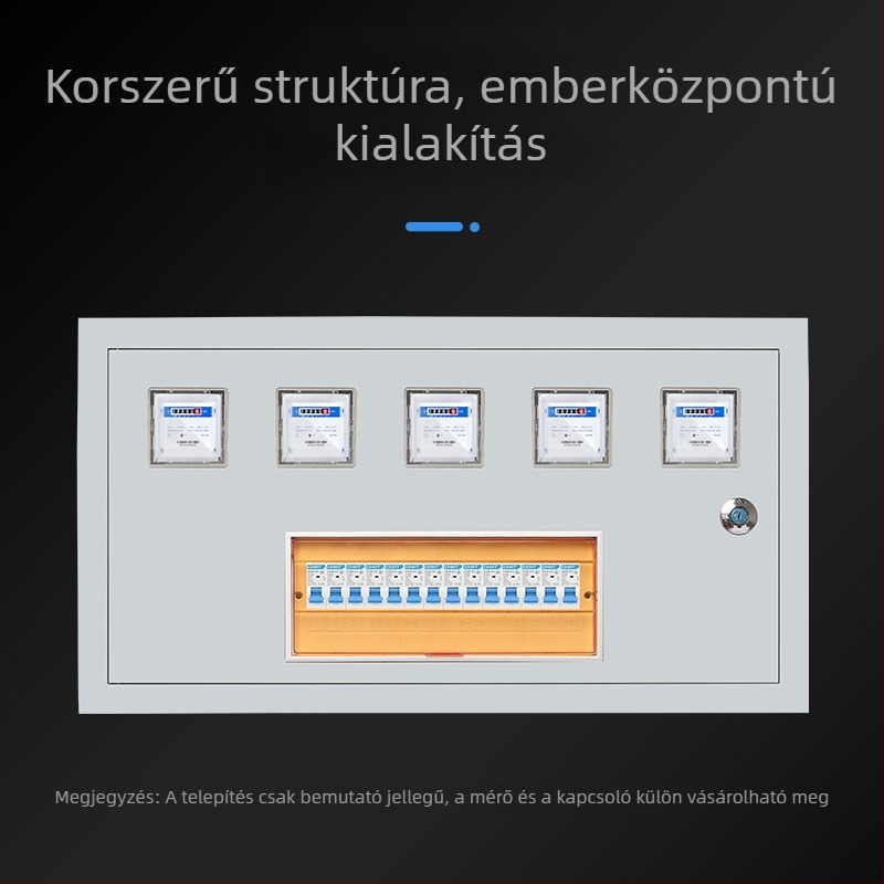 Két lakásos mérődoboz, egyfázisú, felület- vagy rejtett szerelés, IP30 eső- és porálló védelem, hidegen hengerelt acél burkolat, CCC tanúsítvány