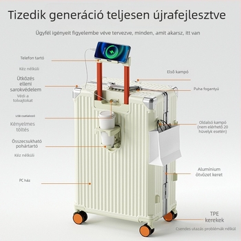 Punami alumíniumkeretes kézitáska PC testtel, anti-theft, pohártartó, univerzális kerekek, férfiaknak, üzleti utazásokhoz, 2024 tél
