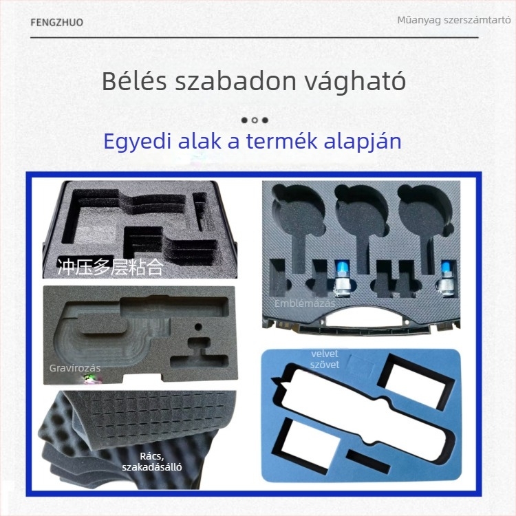 Hordozható szerszámtároló – vízálló, többfunkciós, PP héj, teherbírás 25 kg, zár anyaga műanyag, belső bélés: szivacs és EVA