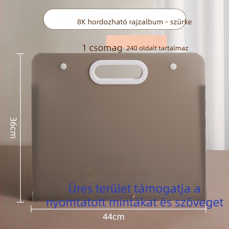 Művészeti alkotások tárolóalbum — modell rajztáska, PP anyag, 3 cm vastagság, testreszabás elérhető, logó nyomtatás lehetséges