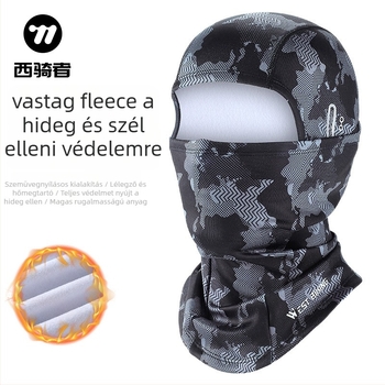Kerékpáros maszk - Kamufláž mintázat, Termikus, Szélvédett, Fleece betéttel, Poliészter