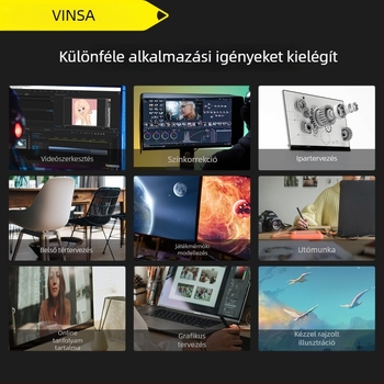 Wencai VIN1060PLUS digitális rajztábla passzív tollal, 16384 nyomásérzékelési szint, kompatibilis számítógéppel és mobileszközzel, ABS tok