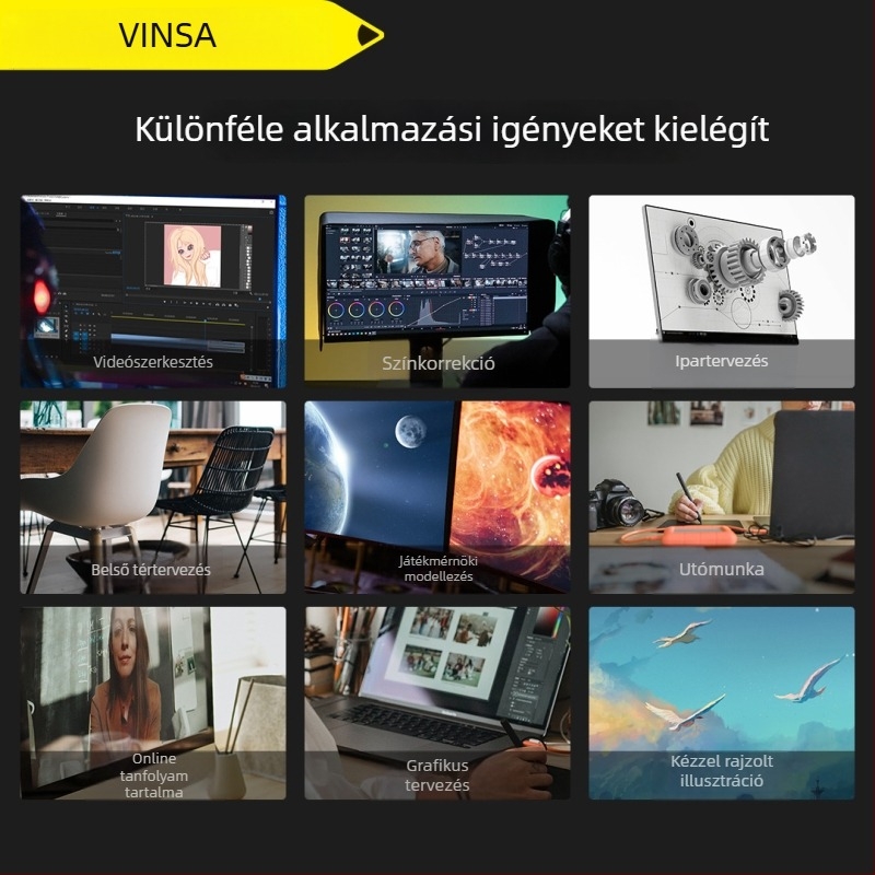 Wencai VIN1060PLUS digitális rajztábla passzív tollal, 16384 nyomásérzékelési szint, kompatibilis számítógéppel és mobileszközzel, ABS tok