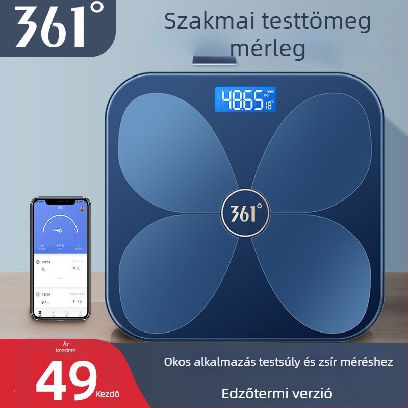 Okos testzsírmérleg otthoni használatra, kompakt digitális mérleg