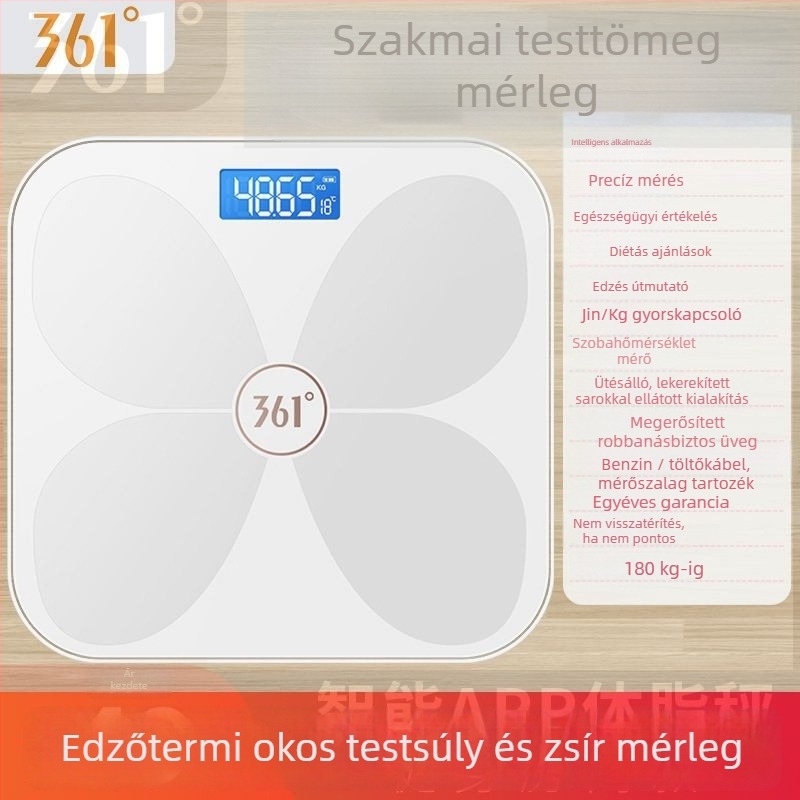 Okos testzsírmérleg otthoni használatra, kompakt digitális mérleg