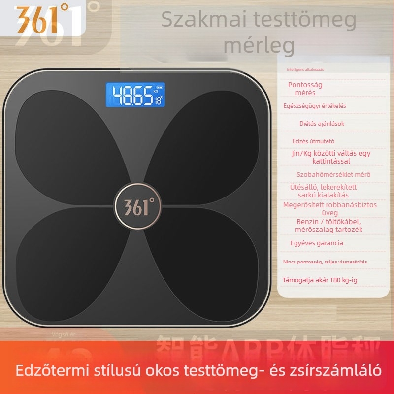 Okos testzsírmérleg otthoni használatra, kompakt digitális mérleg