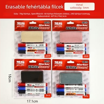 Model 882 műanyag testű fehértábla marker, vízbázisú, törölhető, hegy 0,55 mm, három darabos készlet