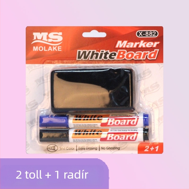 Model 882 műanyag testű fehértábla marker, vízbázisú, törölhető, hegy 0,55 mm, három darabos készlet