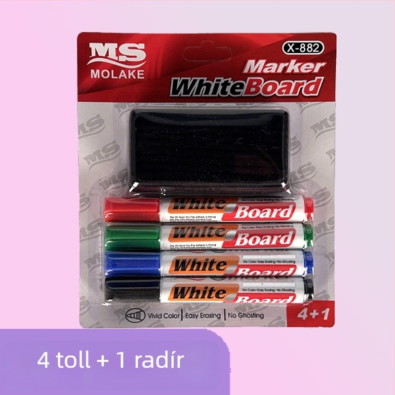 Model 882 műanyag testű fehértábla marker, vízbázisú, törölhető, hegy 0,55 mm, három darabos készlet