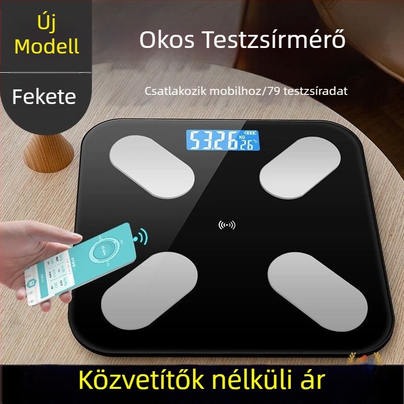 SN-603 okos testmérleg M alakú érzékelővel, 0-180 kg méréstartomány, edzett üveg, testzsír- és vízmérés