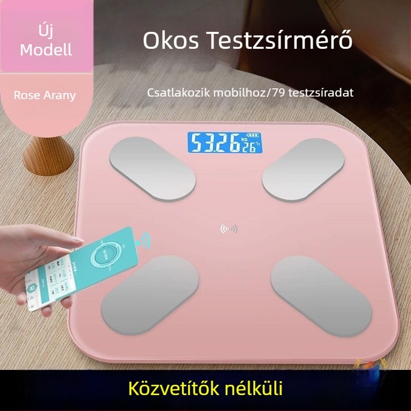 SN-603 okos testmérleg M alakú érzékelővel, 0-180 kg méréstartomány, edzett üveg, testzsír- és vízmérés