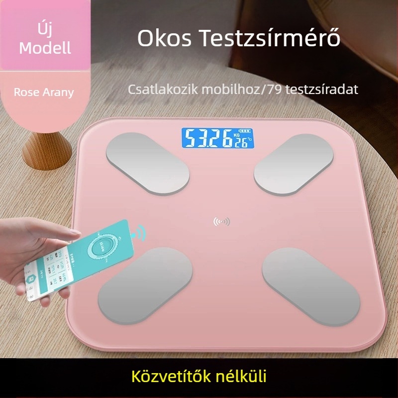 SN-603 okos testmérleg M alakú érzékelővel, 0-180 kg méréstartomány, edzett üveg, testzsír- és vízmérés