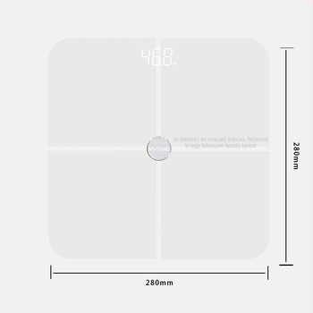 Kantli CF01 OKOS testzsír mérleg, testzsír és víz mérése, ABS + 5 mm edzett üveg panel, akkumulátoros