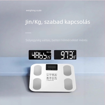 Okos digitális testsúly- és zsírmérő otthoni használatra – testsúly, zsír, kalória és nedvesség mérése