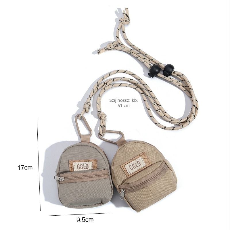 Mini nyakba akasztható táska érmékhez, kártyákhoz és fülhallgatókhoz — vászon, uniszex, 2024 tavasz, kültéri sportok, kopásálló