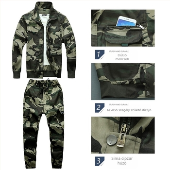 Tavaszi-őszi terepszínű munkaruha szett, unisex, pamutkeverék, gyorsan száradó, lélegző, kopásálló, szélálló