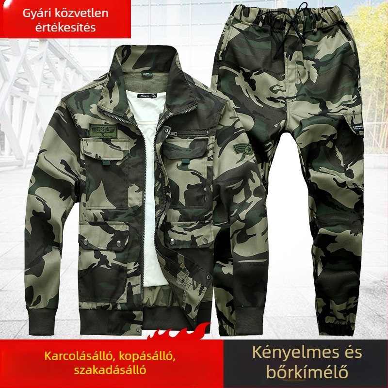 Tavaszi-őszi terepszínű munkaruha szett, unisex, pamutkeverék, gyorsan száradó, lélegző, kopásálló, szélálló