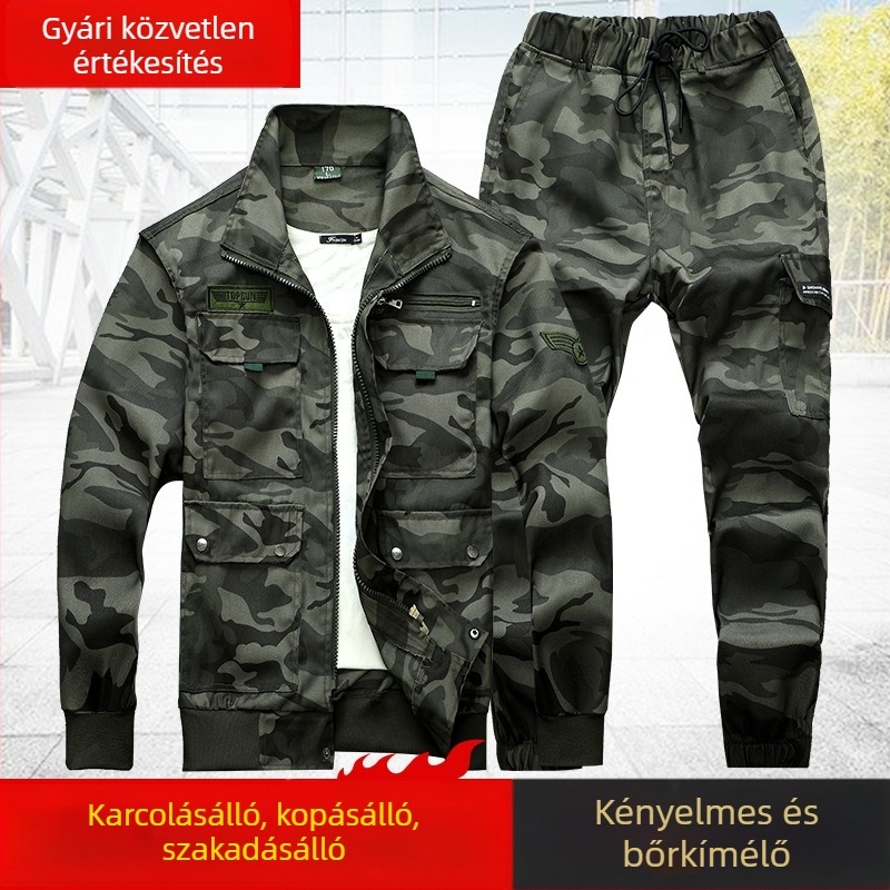 Tavaszi-őszi terepszínű munkaruha szett, unisex, pamutkeverék, gyorsan száradó, lélegző, kopásálló, szélálló