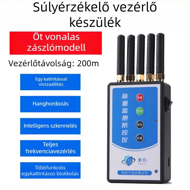 Padlózú mérlegekhez készült távirányító elleni jammer, mérésfigyelés, elektronikus védőeszköz (kézi modell, tápellátás: hálózati vagy beépített lítium akkumulátor 72 órás leválasztás elleni védelemmel, Kínában gyártva)