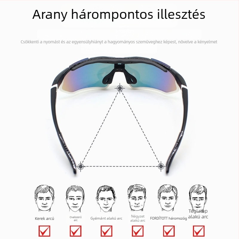 Polarizált kerékpáros szemüveg, TR-90, Jh-129 modell, szélálló, állítható orrnyereg-támaszok