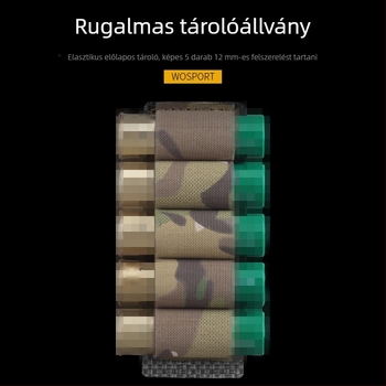 Wosport Kamuflált MOLLE függő elasztikus rögzítéssel, 5 lövés kaliber 12, kültéri katonai felszerelés