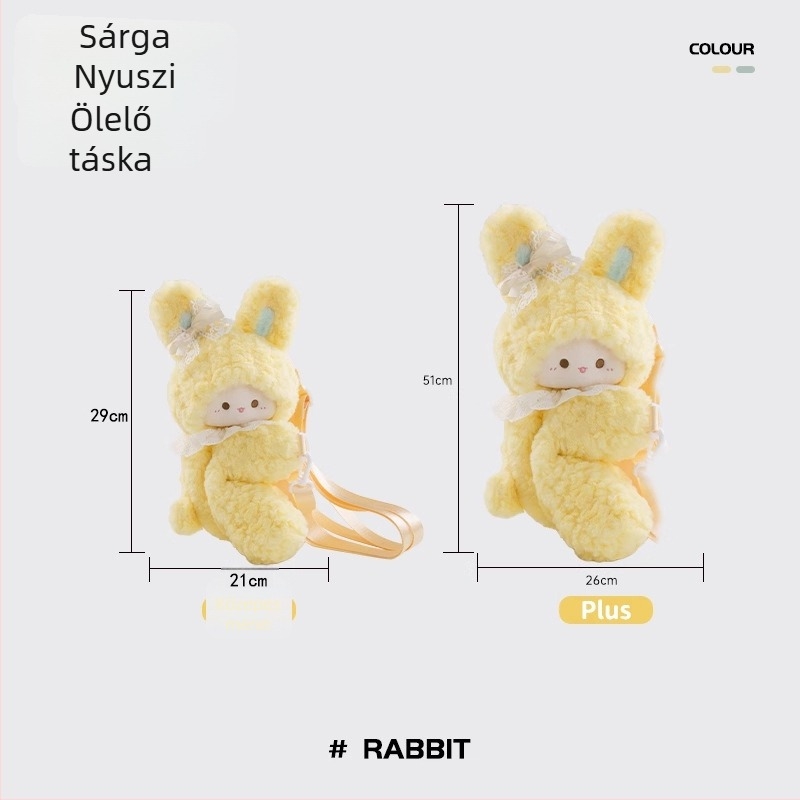 Rubitu rózsaszín plüss nyuszis crossbody táska gyerekeknek – játék baba táska és lányok iskolatáska