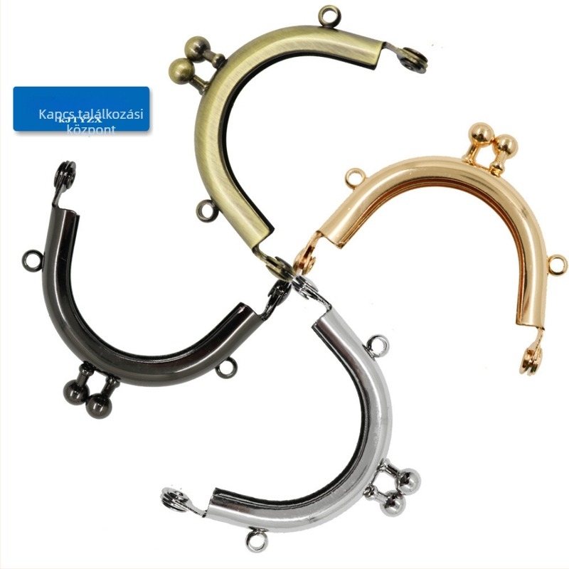 Koujin vasból készült pénztárca-keret DIY mini táskákhoz, félkör alakú sima felület