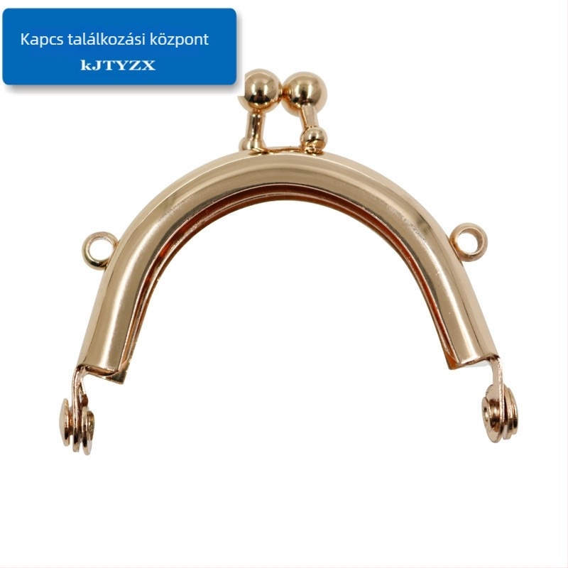 Koujin vasból készült pénztárca-keret DIY mini táskákhoz, félkör alakú sima felület