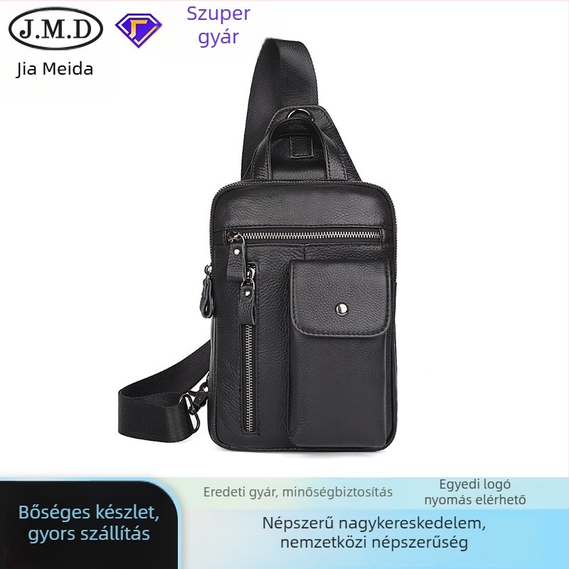 Férfi bőr chest bag, városi minimalist stílus, kopásálló, nagy kapacitású keresztpántos táska
