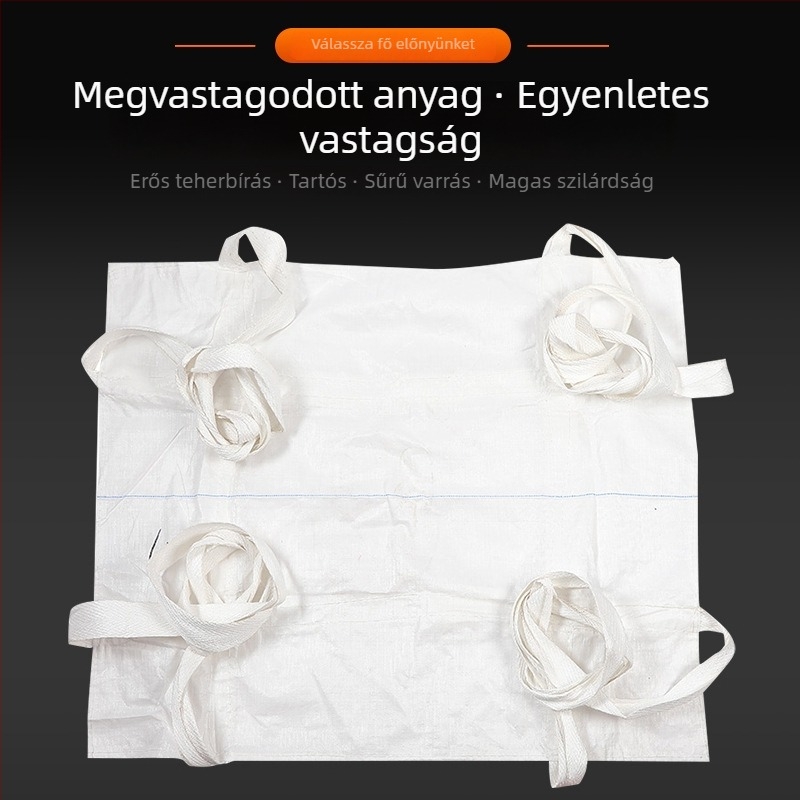 Cement vakolópor szállítására szolgáló bulk bag négy emelőfüllel és puha aljzattal