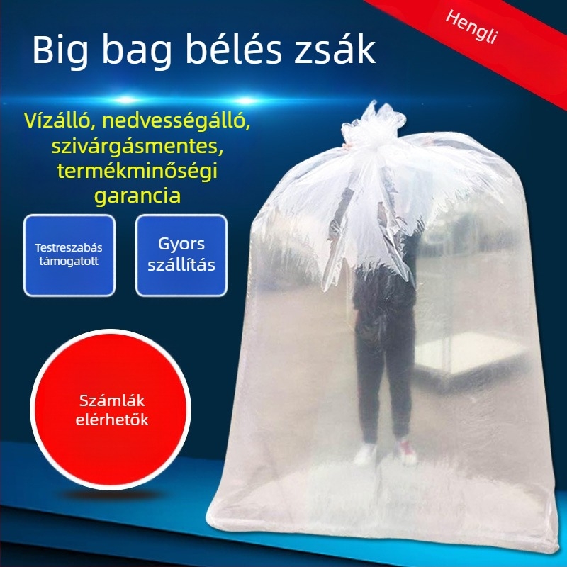 Tonzsák belső PE-filmes bevonat, vízálló és nedvességálló, méret 2×3 m, egyrétegű vagy kétszeres film