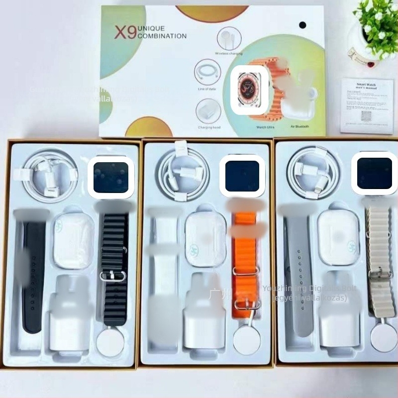 Okosóra Bluetooth-hívásokkal, NFC-vel, pulzusméréssel, alvásfigyeléssel és vér oxigén szint mérésével; tartalmaz töltőkábel és kettős szíj készlet