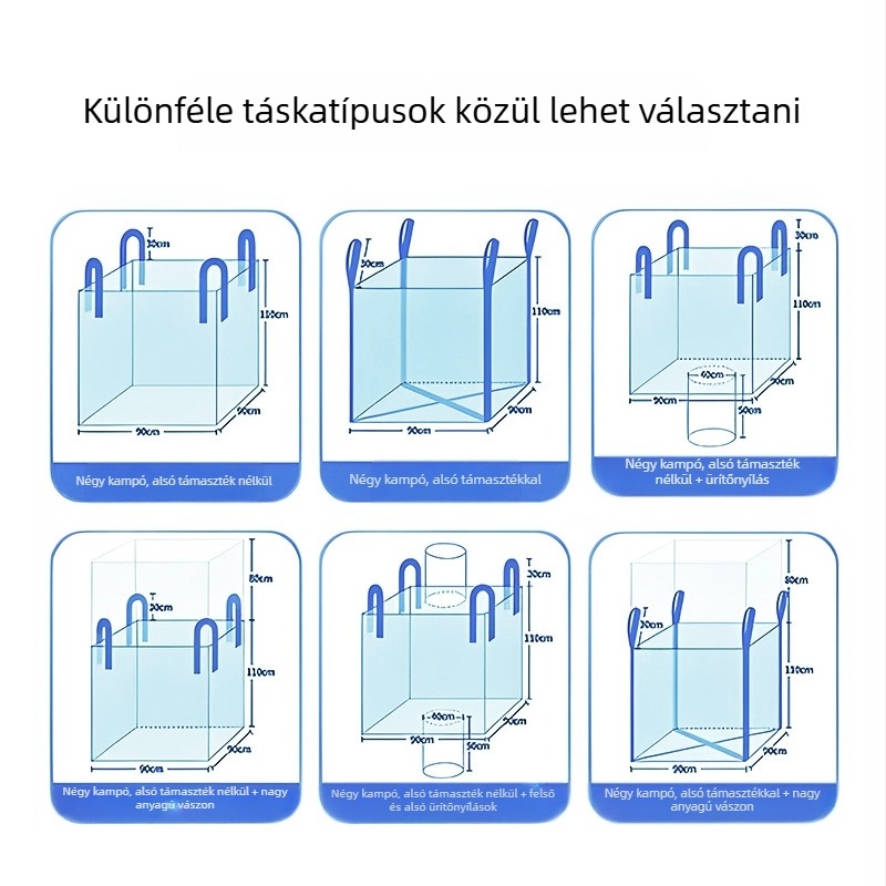 Élelmiszer-minőségű tonna zsák gabonához, PP szövött, vastagított és kopásálló konténeremeléshez, 1000–1300 kg
