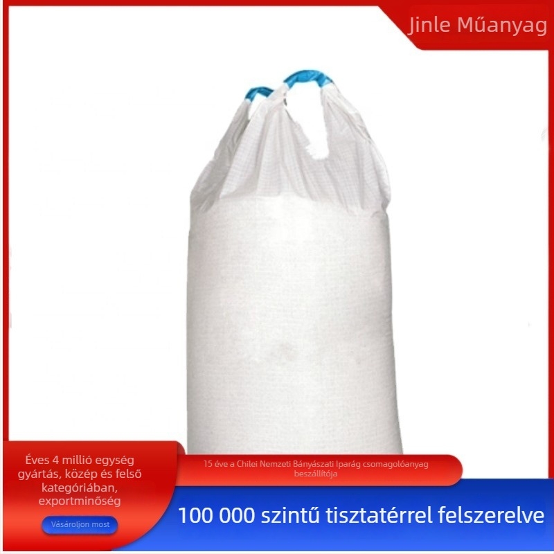 Négyszögletes konténer táska, PP anyag, teherbírás 1200, sodrott anyag vastagsága 160–180, térfogat 1,3 m²