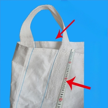 Fehér nagy nyílású bulk zsák lapos aljúval, 1–1,3 tonnás teherbírással, konténerekhez és raklapemeléshez, Bridge Pre-Stress Space Bag
