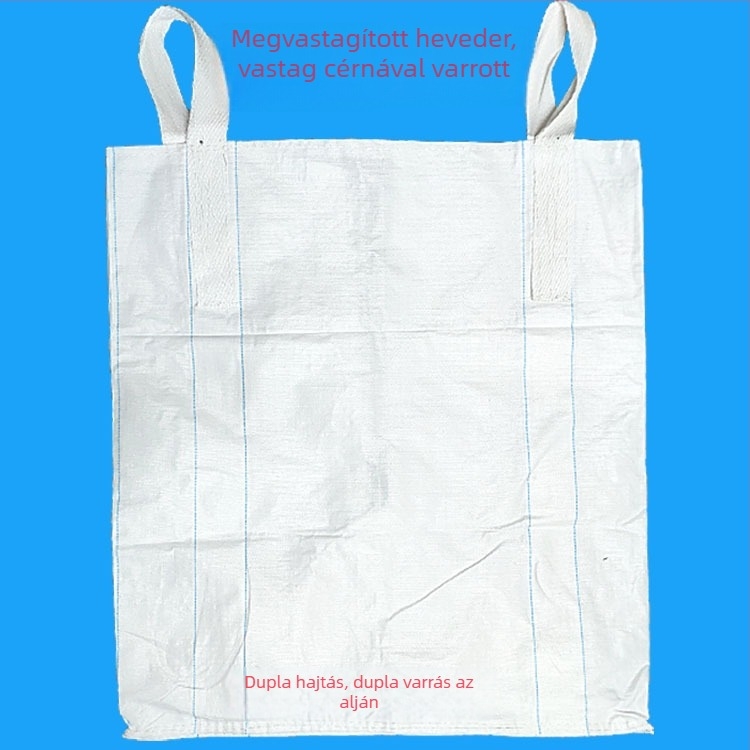 Fehér nagy nyílású bulk zsák lapos aljúval, 1–1,3 tonnás teherbírással, konténerekhez és raklapemeléshez, Bridge Pre-Stress Space Bag